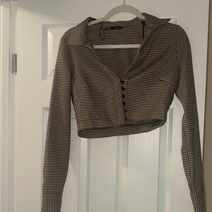 Checkered Black and White Women's Crop Top